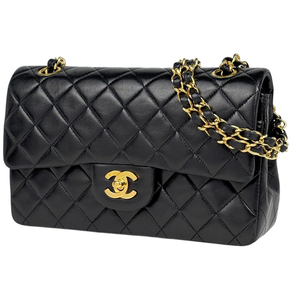 Chanel Matelassé Shoulder Bag, Coco Mark, Double Flap, Leather, Black, A01113...